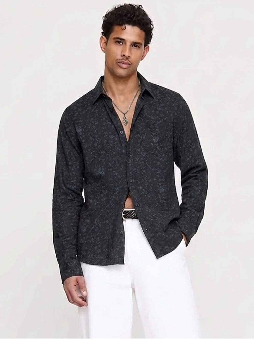 ALL SAINTS Men's Frisco Slim Fit Long Sleeve Shirt - Black, Medium